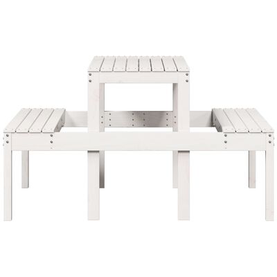 vidaXL Masă de picnic, alb, 110x134x75 cm, lemn masiv de pin