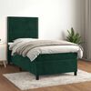 vidaXL Pat box spring cu saltea, verde &icirc;nchis, 100x200 cm, catifea