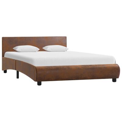 vidaXL Cadru de pat, maro, 120 x 200 cm, piele ecologică