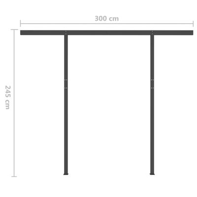 vidaXL Copertină retractabilă manual cu stâlpi, crem, 3,5x2,5 m