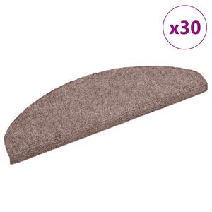 vidaXL Covorașe autoadezive pentru scări, 30 buc., 65x21x4 cm, maro deschis, semirotunde, mari