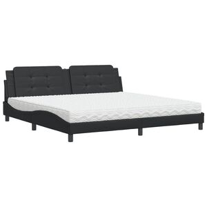 vidaXL Pat cu saltea, Zadar, negru, 200x200 cm, piele ecologică