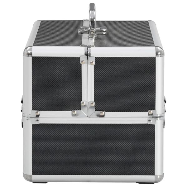 vidaXL Geantă de cosmetice, negru, 22 x 30 x 21 cm, aluminiu