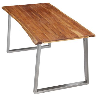 vidaXL Masă de bucătărie, 160x80x75 cm, lemn acacia & oțel inoxidabil