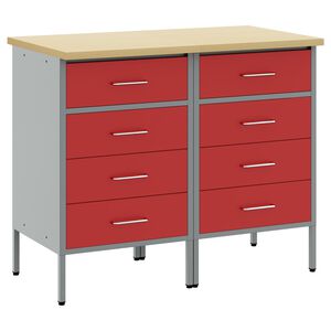 vidaXL Dulap de lucru cu sertar 2 buc. Roșu și gri 100 x 55 x 85 cm