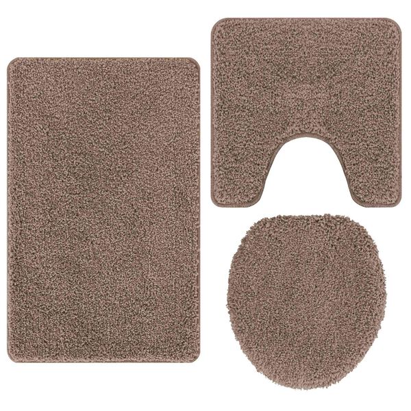 vidaXL Set de mochete anti-derapante pentru baie 3 pcs Maro 50 x 50 cm