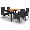 vidaXL Set mobilier de grădină, 5 piese, negru, poliratan