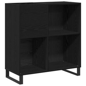 vidaXL Dulap pentru discuri de vinil Stejar Negru 85 x 38 x 89 cm