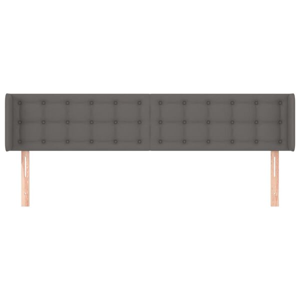 vidaXL Tăblie de pat cu aripioare gri 163x16x78/88 cm piele ecologică