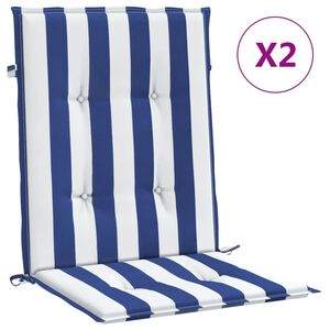 vidaXL Perne de scaun cu spătar mic 2 buc. albastru & alb textil dungi
