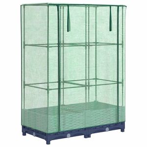 vidaXL Strat &icirc;nălțat cu husă de seră, aspect ratan, 80x40x123 cm
