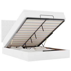 vidaXL Cadru de pat otoman cu saltea alb 140x200cm piele artificială