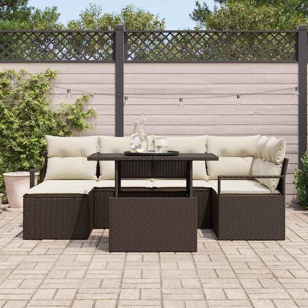 vidaXL Set de canapele pentru grădină 7 pcs Maro Rattan poli