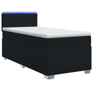vidaXL Pat box spring cu saltea și LED Negru 80 x 200 cm Țesătură