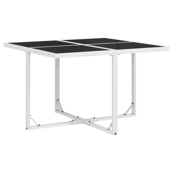 vidaXL Set mobilier de grădină, 5 piese, cu perne, alb, textilenă