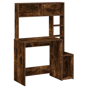 vidaXL Birou cu rafturi, stejar fumuriu, 100x45x140 cm, lemn compozit