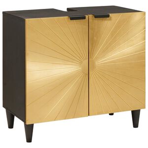 vidaXL Dulap de chiuvetă cu raft cu ușă Negru și Aur 62 x 33 x 58 cm