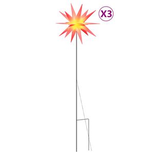 vidaXL Lumini de Crăciun cu LED/țăruș, 3 buc., roșu, 35 cm, pliabil