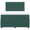 vidaXL Pat box spring cu saltea, verde &icirc;nchis, 160x200 cm, catifea