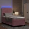 vidaXL Pat cu arc LED cu saltea cu headboard Roz 90 x 200 cm țesătură