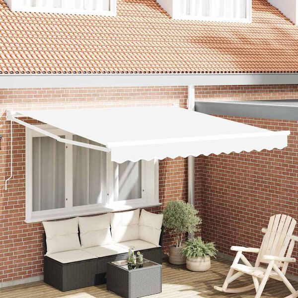 vidaXL Cortina Retractabilă Alb 350 x 250 cm Poliester și Aluminiu