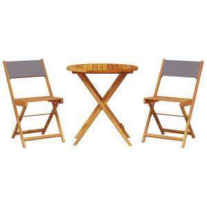 vidaXL Set mobilier bistro, 3 piese, textil antracit/lemn masiv