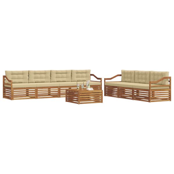 vidaXL Set de canapele de exterior cu pernă 8 pcs Natural și Bej