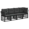 vidaXL Set de canapele de exterior Negru Poliester