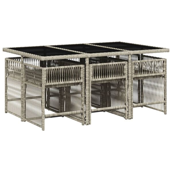 vidaXL Set mobilier de grădină cu perne, 7 piese gri deschis poliratan