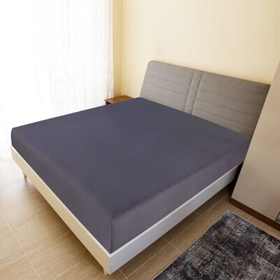 vidaXL Cearșaf de pat cu elastic, antracit, 100x200 cm, bumbac