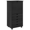 vidaXL Cabinet mobil cu roata Negru 53 x 39 x 103 cm Lemn de pin masiv