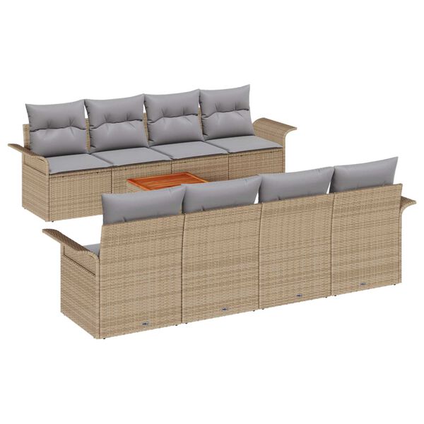 vidaXL Set de canapele pentru grădină 9 pcs Beige și gri deschis