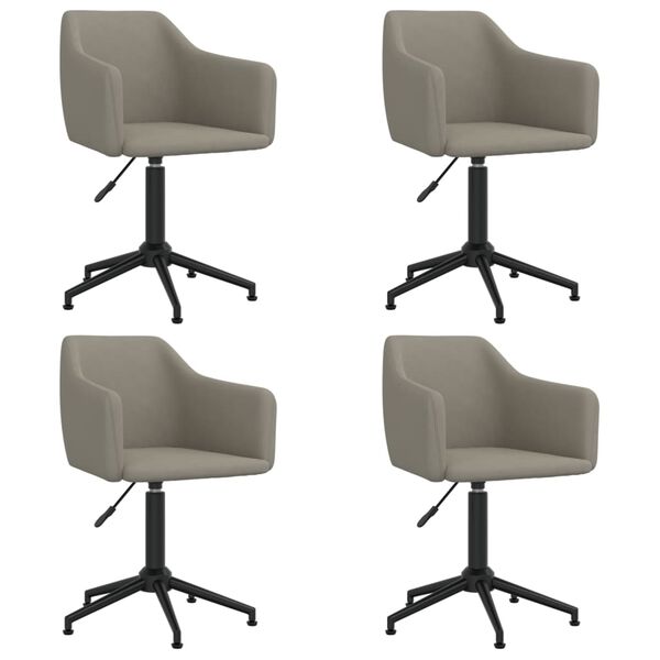 vidaXL Scaune de masă pivotante, 4 buc., gri deschis, catifea