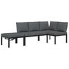 vidaXL Set canapea de grădină, 3 piese, cu perne, negru, aluminiu