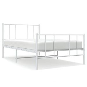 vidaXL Cadru de pat metalic cu tăblie de cap/picioare, alb, 80x200 cm