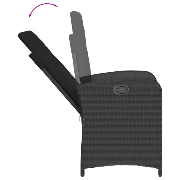 vidaXL Set mobilier de grădină cu perne, 9 piese, negru, poliratan