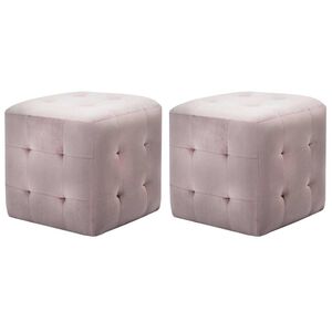vidaXL Noptiere, 2 buc., roz, 30 x 30 x 30 cm, țesătură din catifea