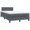vidaXL Pat box spring cu saltea, gri &icirc;nchis, 120x220 cm, catifea