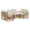 vidaXL Set de canapele de exterior 6 buc. Alb Natural și Crem