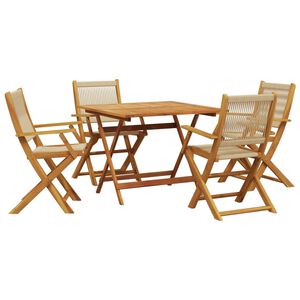 vidaXL Set mobilier de grădină 5 piese polipropilenă bej/lemn masiv