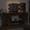 vidaXL Masă de Machiaj cu sertar 3 pcs Stejar fumuriu Lemn compozit