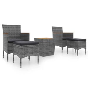 vidaXL Set mobilier bistro grădină 5 piese gri poliratan/lemn acacia