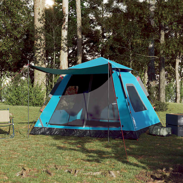 vidaXL Cort de camping cupolă 5 persoane, setare rapidă, albastru