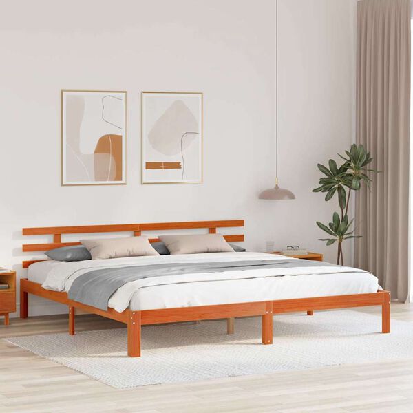 vidaXL Cadru de pat cu headboard Maroniu cerat 203.5 x 205.5 x 69.5 cm