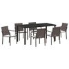 vidaXL Set de masă pentru grădină 7 pcs Maro și negru Ratan PE