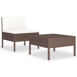 vidaXL Set mobilier relaxare grădină cu perne 2 piese maro poliratan