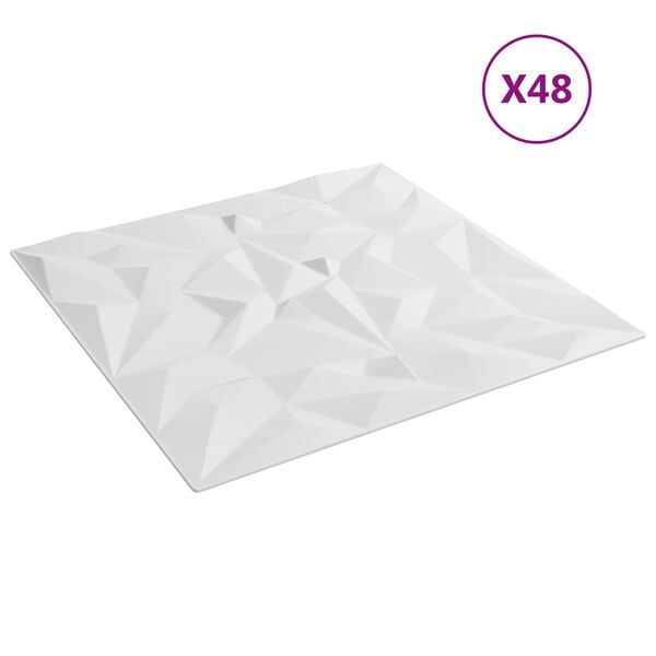 vidaXL Panouri de perete 48 pcs Alb 50 x 50 cm Spumă XPS