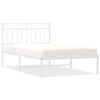 vidaXL Cadru de pat din metal cu tăblie, alb, 107x203 cm