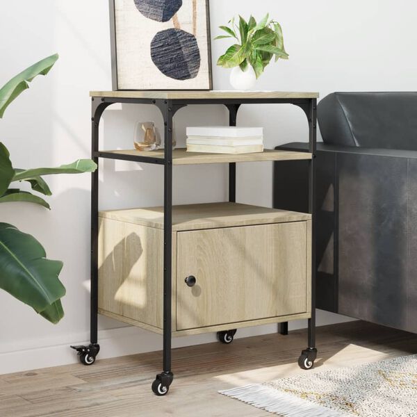 vidaXL Suport imprimantă 3 niveluri stejar sonoma 50x40x76 cm lemn