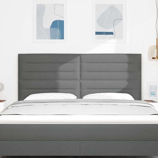 vidaXL Tăblie cap cu headboard Gri &icirc;nchis 180 cm Piele artificială